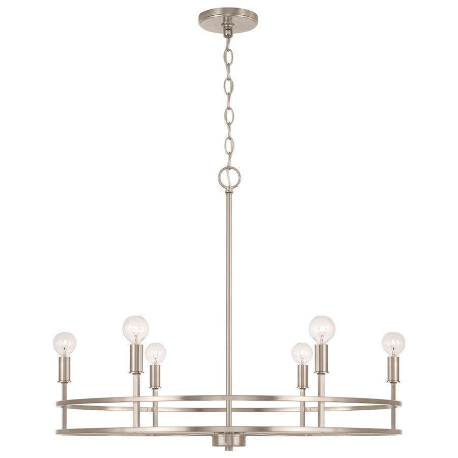 HomePlace Lighting Fuller 6 Light Chandelier, Brushed Nickel - 448761BN