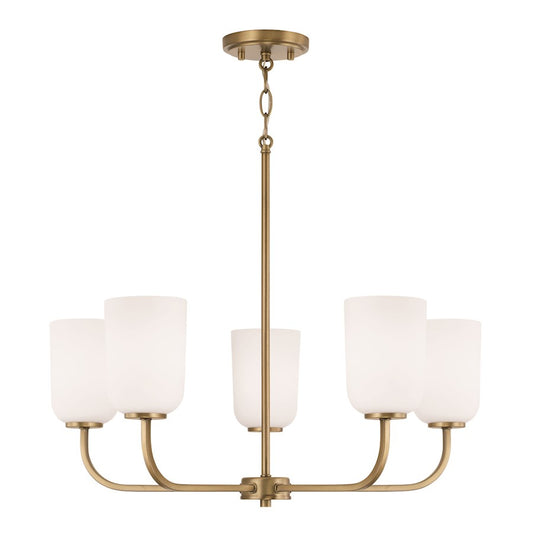 HomePlace Lighting Lawson 5 Light Chandelier, Brass/Soft White - 448851AD-542