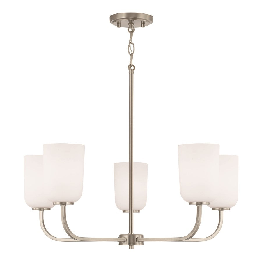 HomePlace Lighting Lawson 5 Light Chandelier, Nickel/White - 448851BN-542