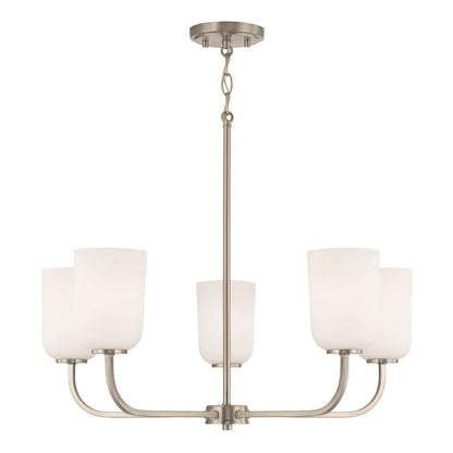 HomePlace Lighting Lawson 5 Light Chandelier, Nickel/White - 448851BN-542