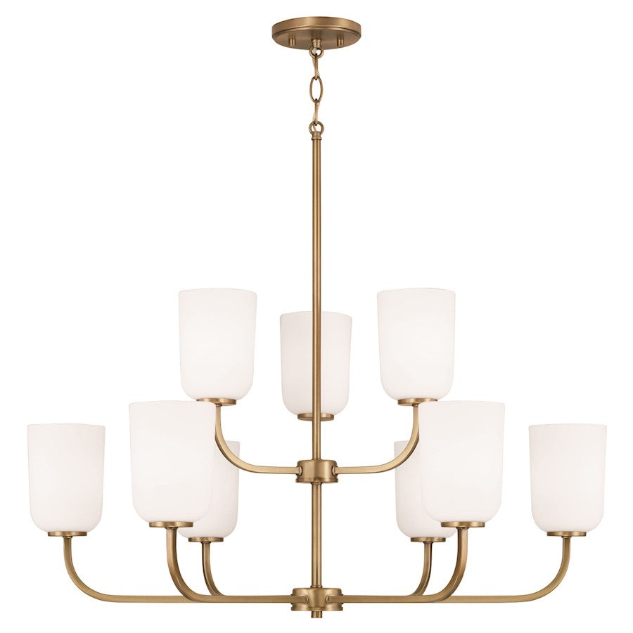 HomePlace Lighting Lawson 9 Light Chandelier, Brass/Soft White - 448891AD-542