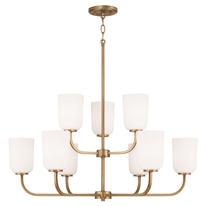 HomePlace Lighting Lawson 9 Light Chandelier, Brass/Soft White - 448891AD-542