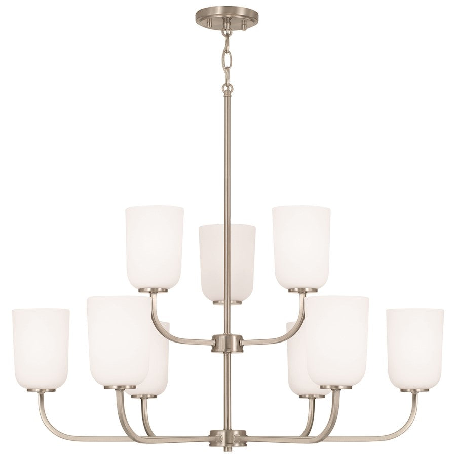 HomePlace Lighting Lawson 9 Light Chandelier, Nickel/Soft White - 448891BN-542