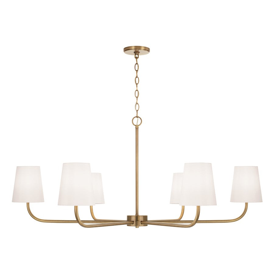 Capital Lighting Brody 6 Light Chandelier, Brass/White - 449461AD-706
