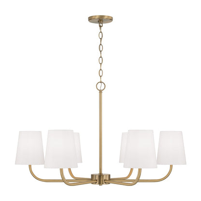 Capital Lighting Brody 6 Chandelier, Brass/White Fabric - 449462AD-706