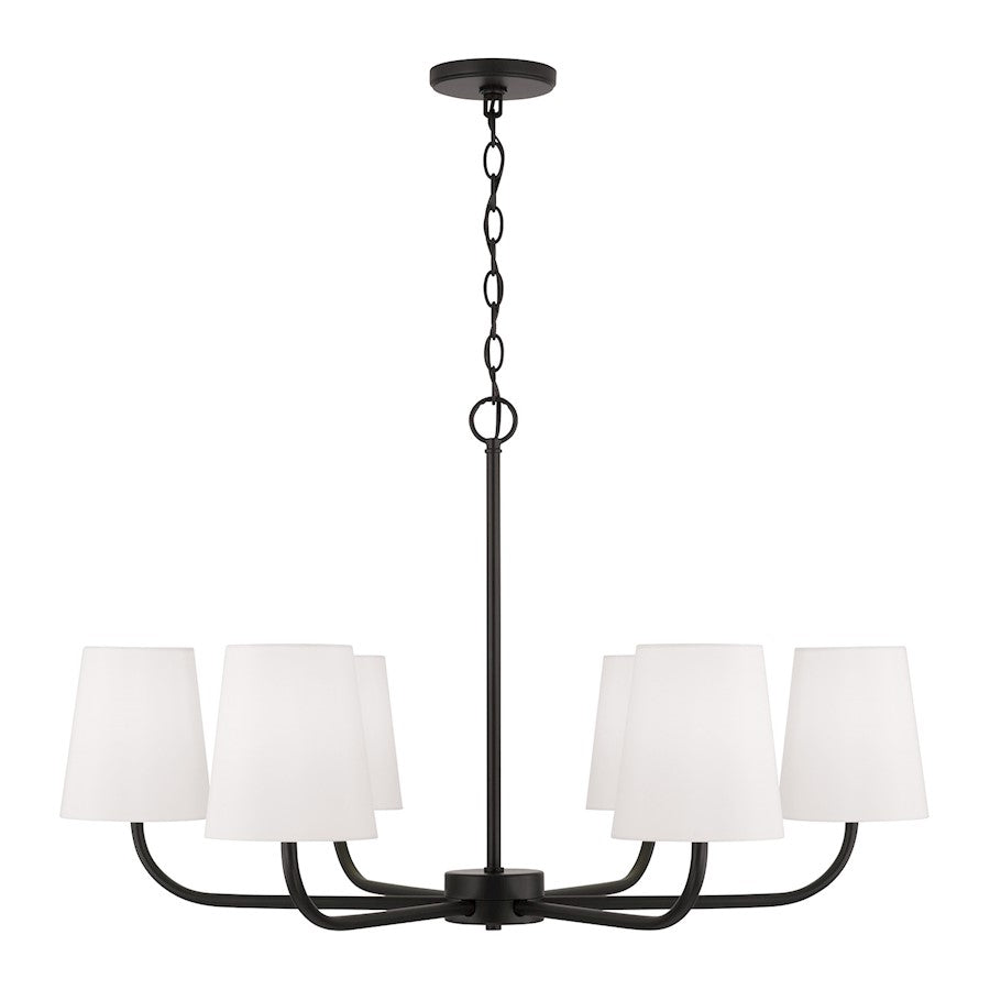 Capital Lighting Brody 6 Chandelier, Black/White Fabric - 449462MB-706