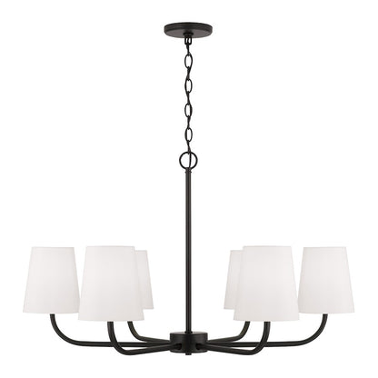 Capital Lighting Brody 6 Chandelier, Black/White Fabric - 449462MB-706