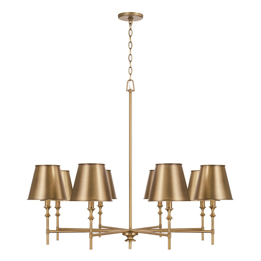 Capital Lighting Whitney 8 Light Chandelier, Brass/White - 449781AD-707