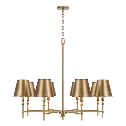 Capital Lighting Whitney 8 Light Chandelier, Brass/White - 449781AD-707