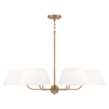 Capital Lighting Welsley 6 Light Chandelier, Brass/White - 450461AD