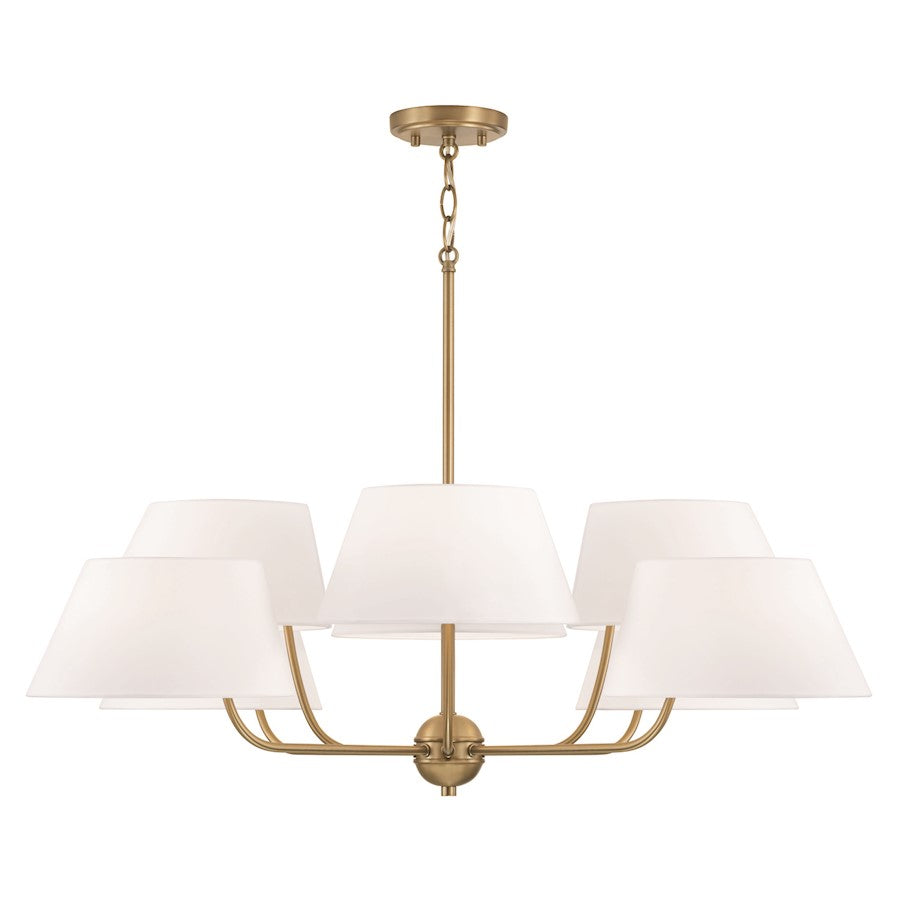 Capital Lighting Welsley 8 Light Chandelier, Brass/White - 450481AD