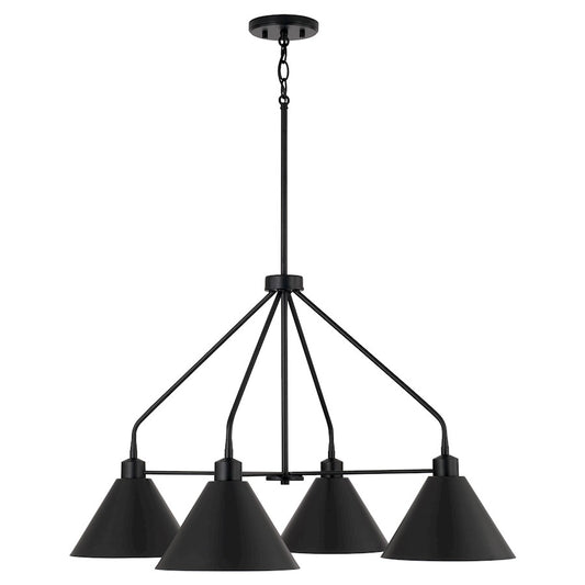 Capital Lighting Alden 4 Light Chandelier, Black /White Interior - 451341MB