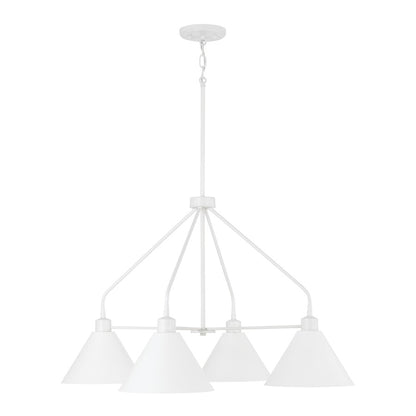 Capital Lighting Alden 4 Light Chandelier, White/White - 451341WE