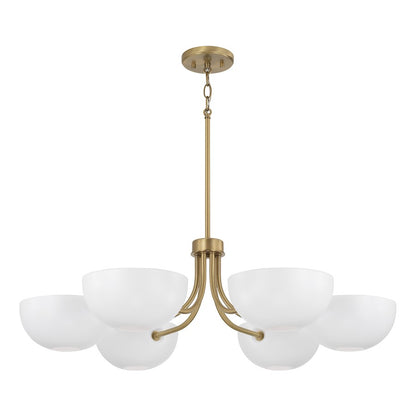 Capital Lighting Reece 6 Light Chandelier, Brass/White/White - 451461AW