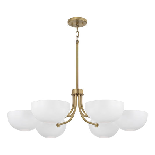 Capital Lighting Reece 6 Light Chandelier, Brass/White/White - 451461AW