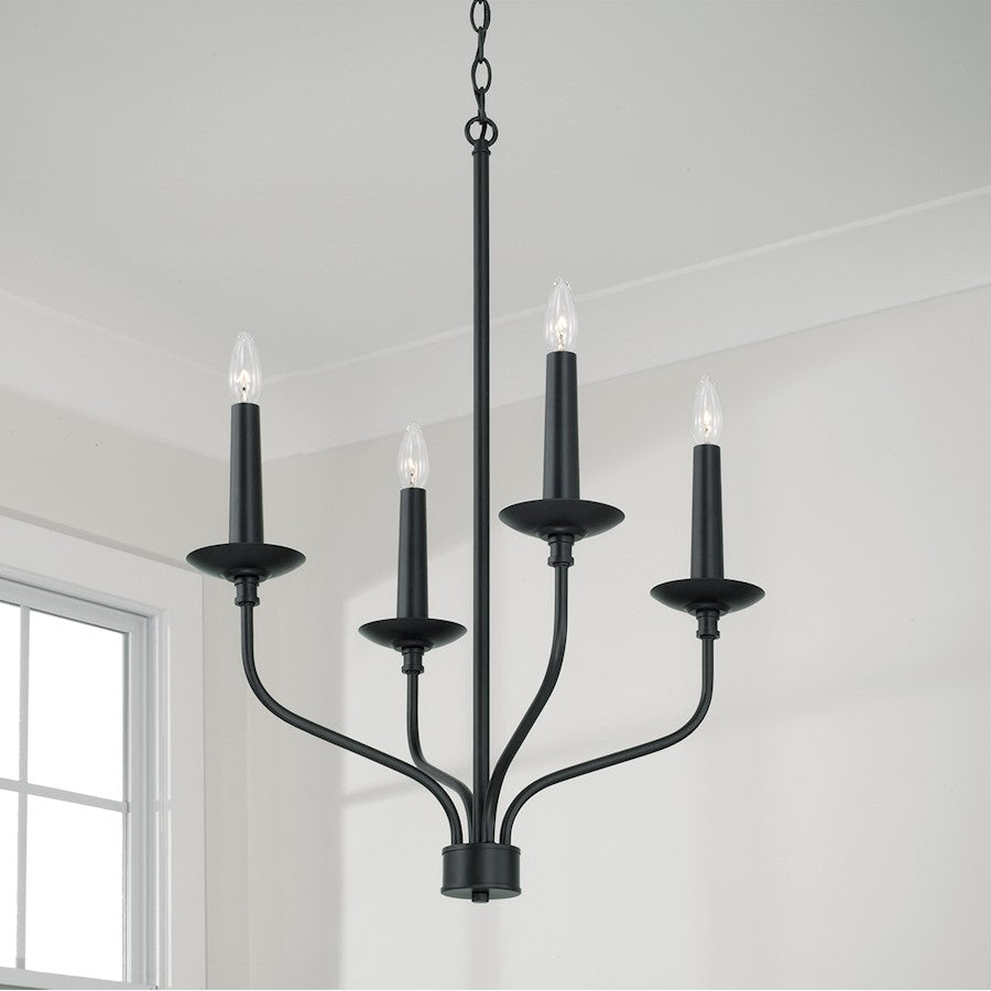 4 Light Chandelier, Black