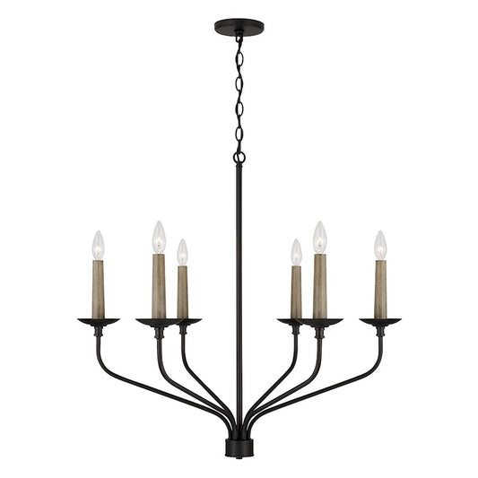 Capital Lighting Wilder 6 Light 31" Chandelier, Black - 451561MB