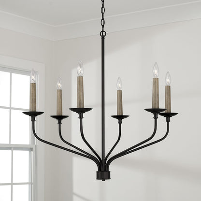 6 Light Chandelier, Black