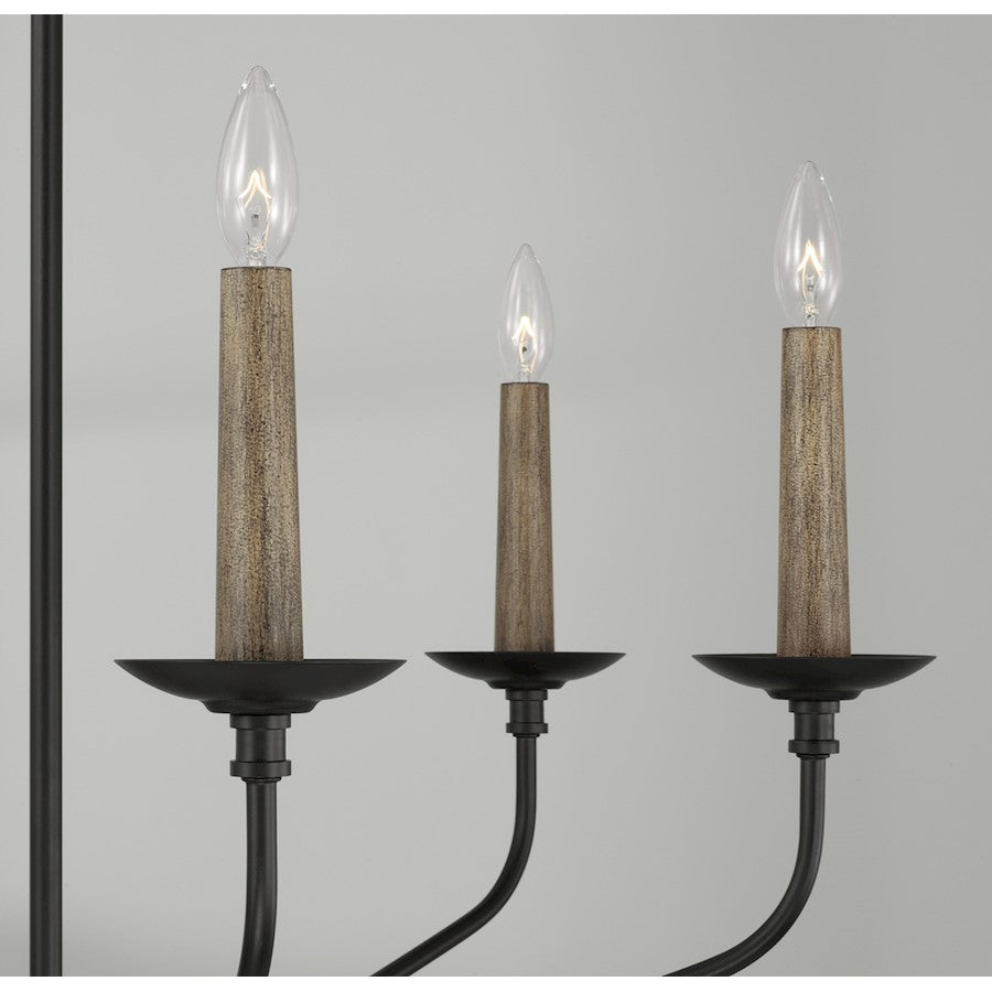 6 Light Chandelier, Black