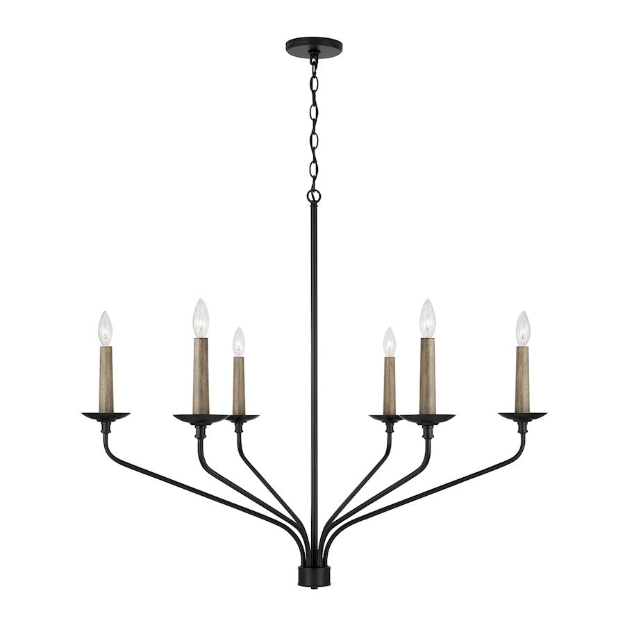 Capital Lighting Wilder 6 Light 35" Chandelier, Black - 451562MB