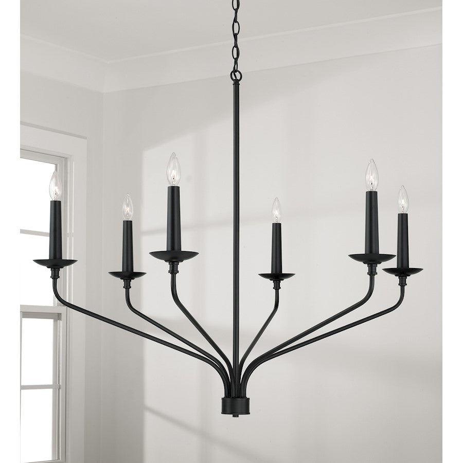 6 Light Chandelier, Black