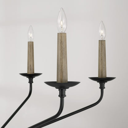 6 Light Chandelier, Black