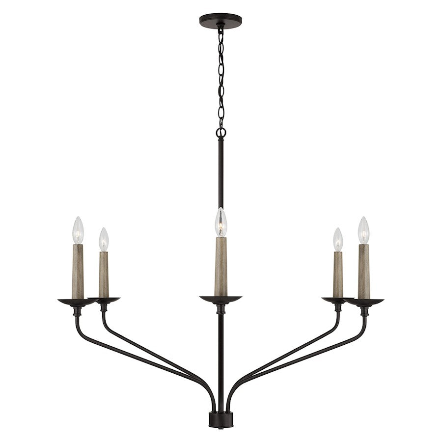 6 Light Chandelier, Black