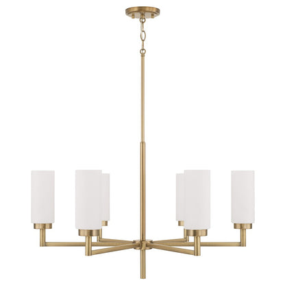 Capital Lighting Alyssa 6 Light Chandelier, Brass/Faux Alabaster - 451761AD