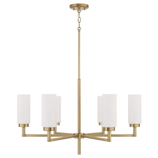 Capital Lighting Alyssa 6 Light Chandelier, Brass/Faux Alabaster - 451761AD