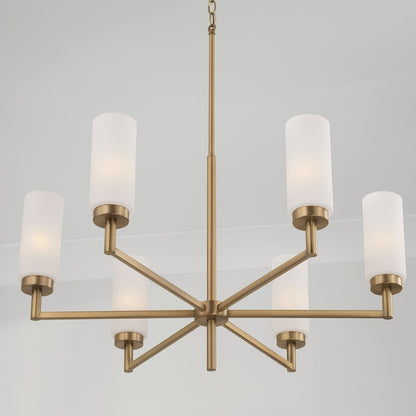 6 Light Chandelier, Brass