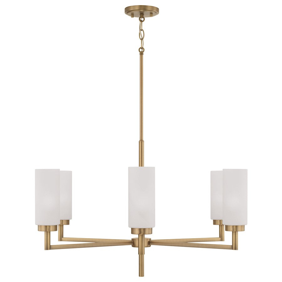 6 Light Chandelier, Brass