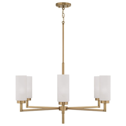 6 Light Chandelier, Brass