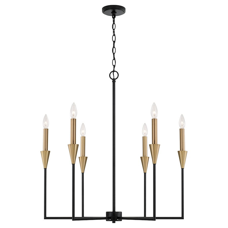 Capital Lighting Avant 6 Light Chandelier, Brass/Black - 451961AB