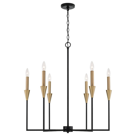 Capital Lighting Avant 6 Light Chandelier, Brass/Black - 451961AB