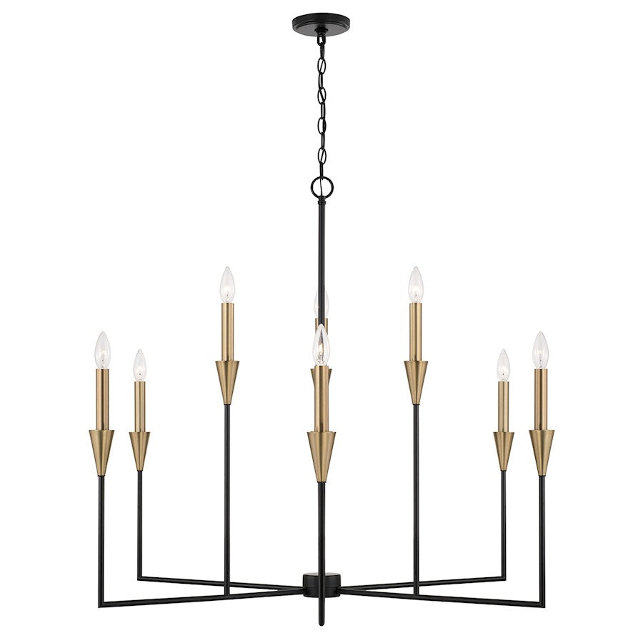 Capital Lighting Avant 9 Light Chandelier, Brass/Black - 451991AB