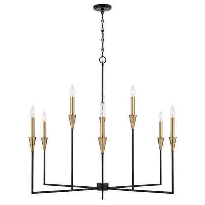 Capital Lighting Avant 9 Light Chandelier, Brass/Black - 451991AB