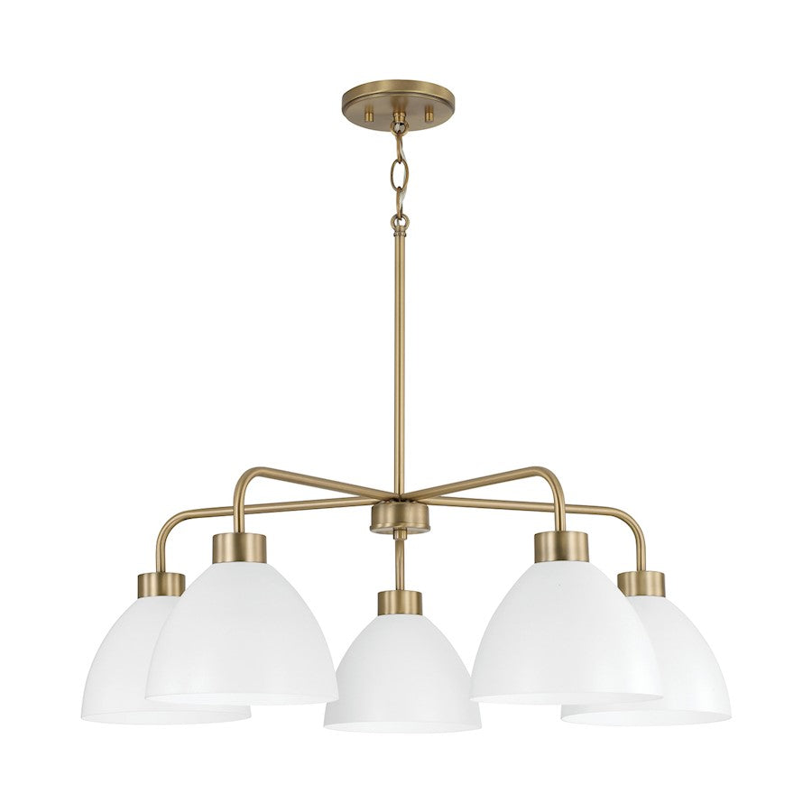 HomePlace Lighting Ross 5 Light Chandelier, Brass/White/White - 452051AW