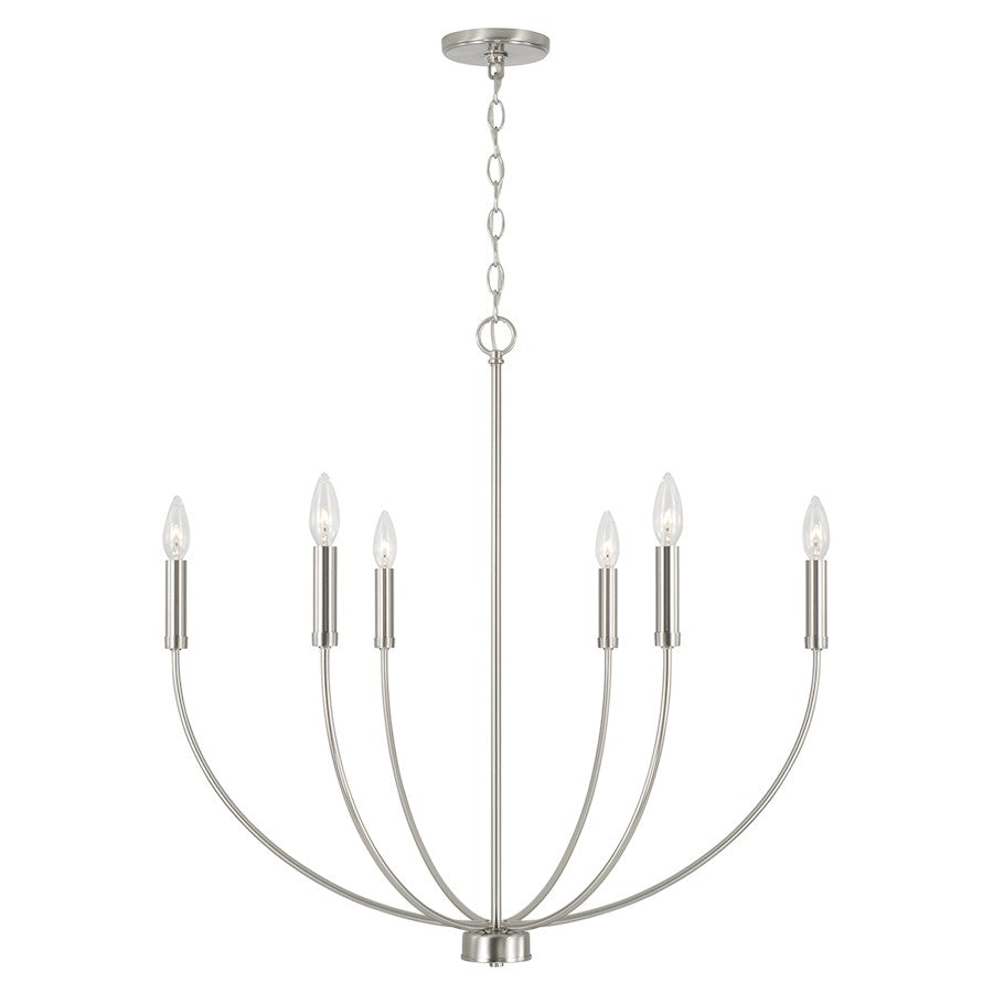 HomePlace Lighting Ansley 6 Light Chandelier, Brushed Nickel - 452161BN