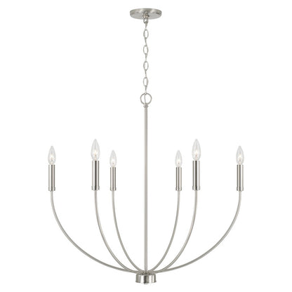 HomePlace Lighting Ansley 6 Light Chandelier, Brushed Nickel - 452161BN