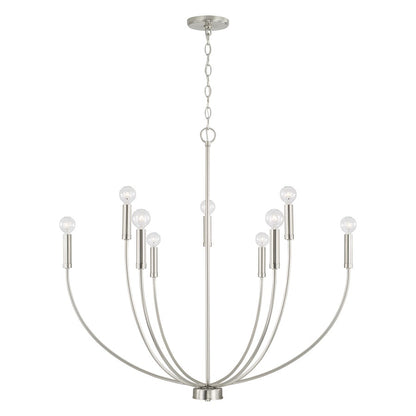 HomePlace Lighting Ansley 9 Light Chandelier, Brushed Nickel - 452191BN