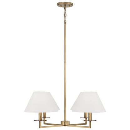 Capital Lighting Gilda 4 Chandelier, Brass/White Fabric - 452241AD