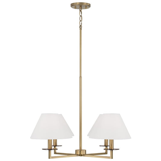 Capital Lighting Gilda 4 Chandelier, Brass/White Fabric - 452241AD