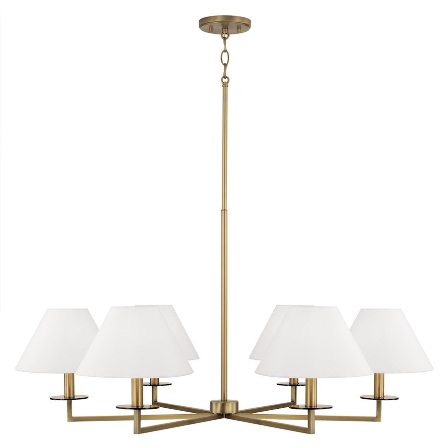 Capital Lighting Gilda 6 Chandelier, Brass/White Fabric - 452261AD