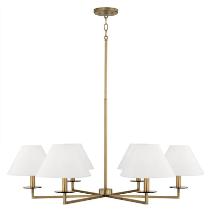 Capital Lighting Gilda 6 Chandelier, Brass/White Fabric - 452261AD