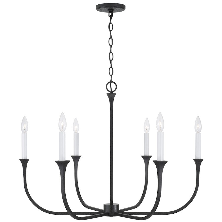 Capital Lighting Decklan 6 Light Chandelier, Black Iron - 452361BI