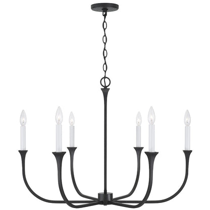 Capital Lighting Decklan 6 Light Chandelier, Black Iron - 452361BI