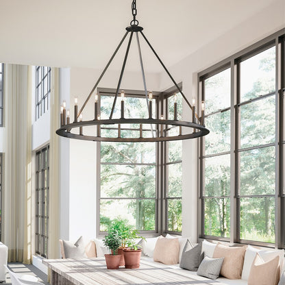 20 Light Chandelier, Black Iron