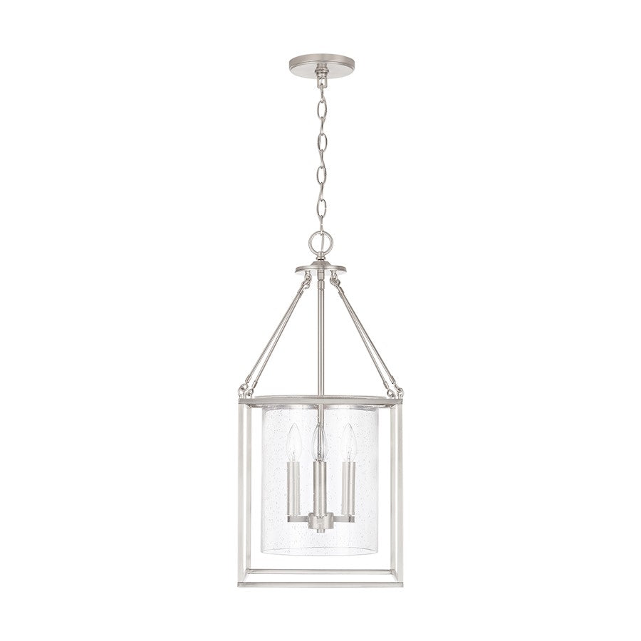 Capital Lighting 4-Light Pendant, Brushed Nickel/Clear Seeded - 532843BN