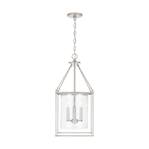 Capital Lighting 4-Light Pendant, Brushed Nickel/Clear Seeded - 532843BN