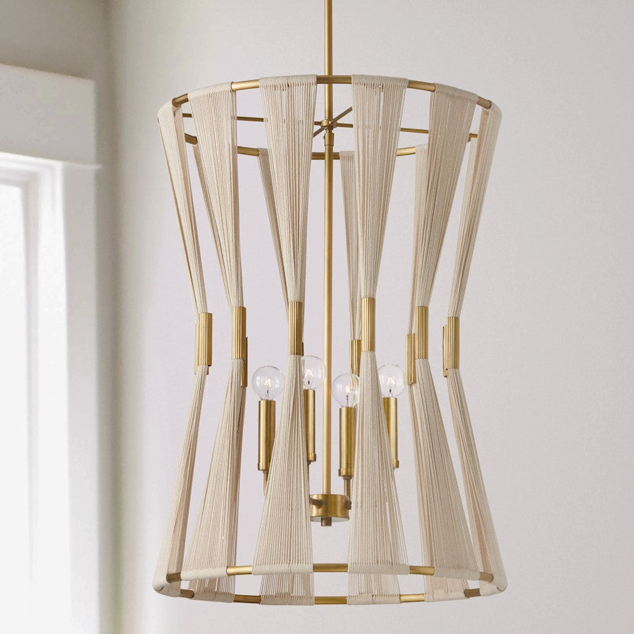 Capital Lighting Bianca 4 Light Foyer, Patinaed Brass